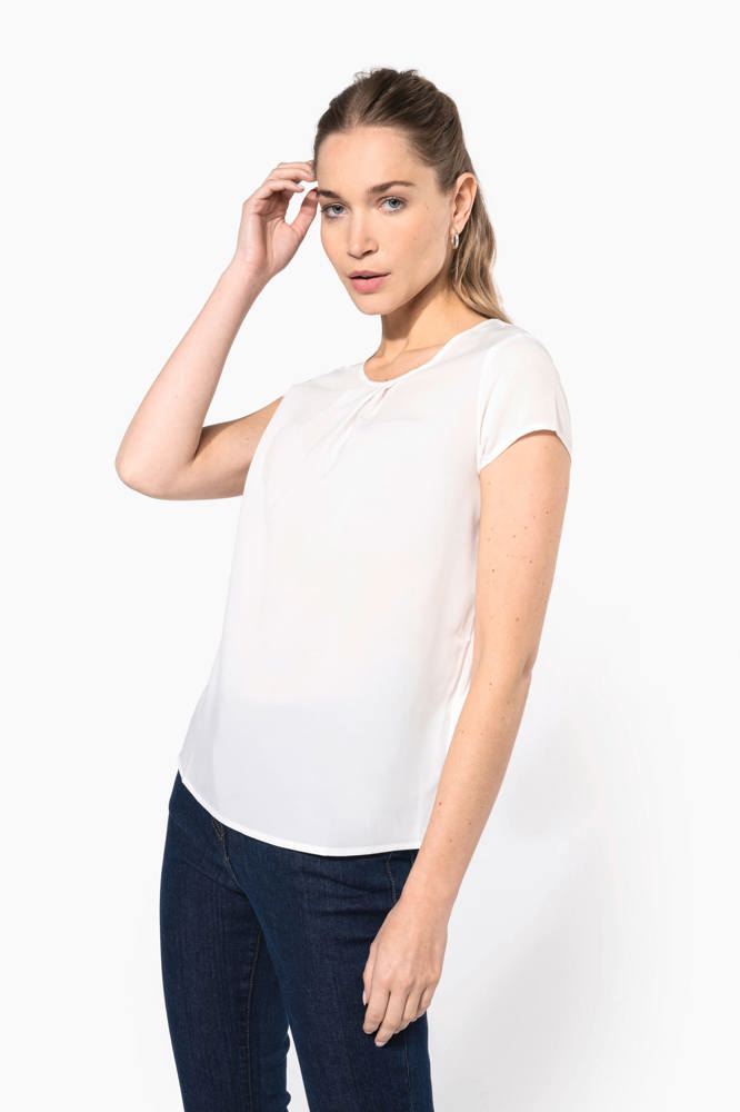 K5002 - Damesblouse in crêpe met korte mouwen