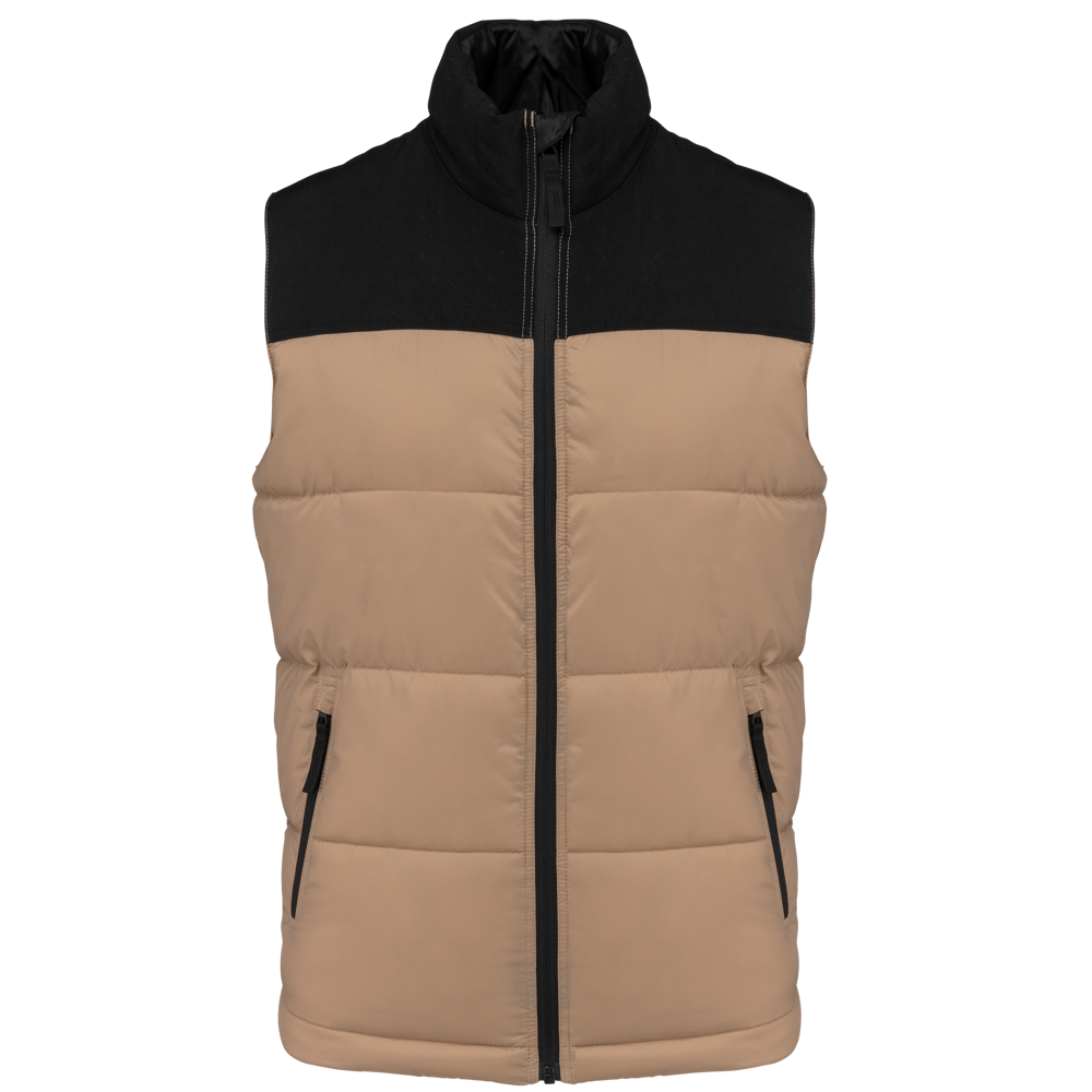 K6162 - Tweekleurige gewatteerde bodywarmer uniseks - Wet Sand / Black