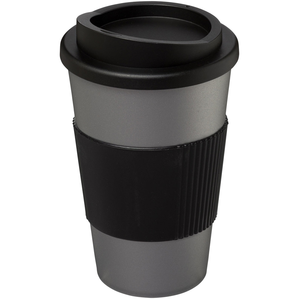 Americano® 350 ml geïsoleerde beker met grip - Zilver, Zwart