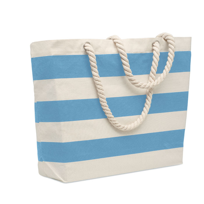 HEAVEN STRIPE - Katoenen strandtas 220 gr/m² - Babyblauw